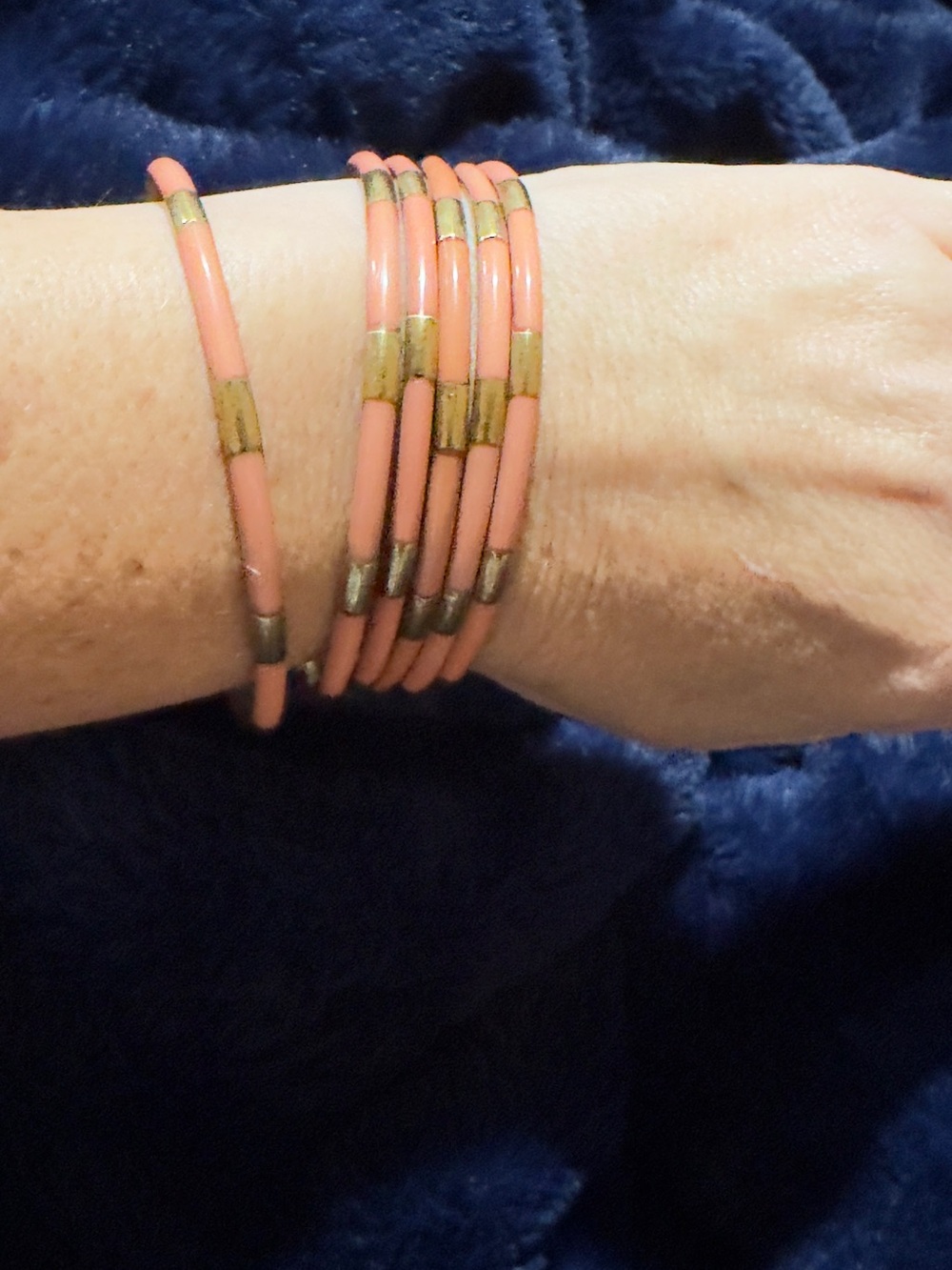 BuDgHaGirl Coral Tube Bead Bangle Bracelet Stack - Women Jewelry